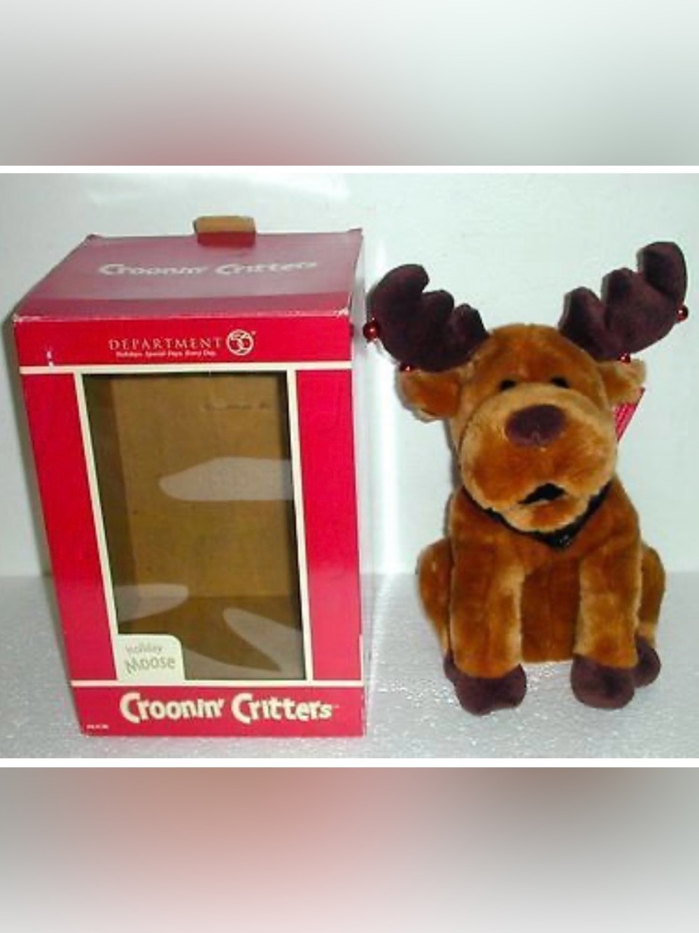 VTG New Crooning Critters Holiday Moose Plush Toy - Singing